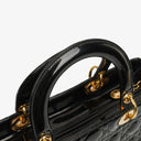 Christian Dior Large Lady Dior Black Cannage Quilted Patent Leather Bag