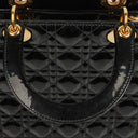 Christian Dior Large Lady Dior Black Cannage Quilted Patent Leather Bag