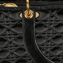 Christian Dior Large Lady Dior Black Cannage Quilted Patent Leather Bag