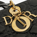 Christian Dior Large Lady Dior Black Cannage Quilted Patent Leather Bag