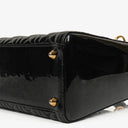 Christian Dior Large Lady Dior Black Cannage Quilted Patent Leather Bag