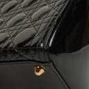 Christian Dior Large Lady Dior Black Cannage Quilted Patent Leather Bag