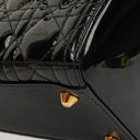 Christian Dior Large Lady Dior Black Cannage Quilted Patent Leather Bag