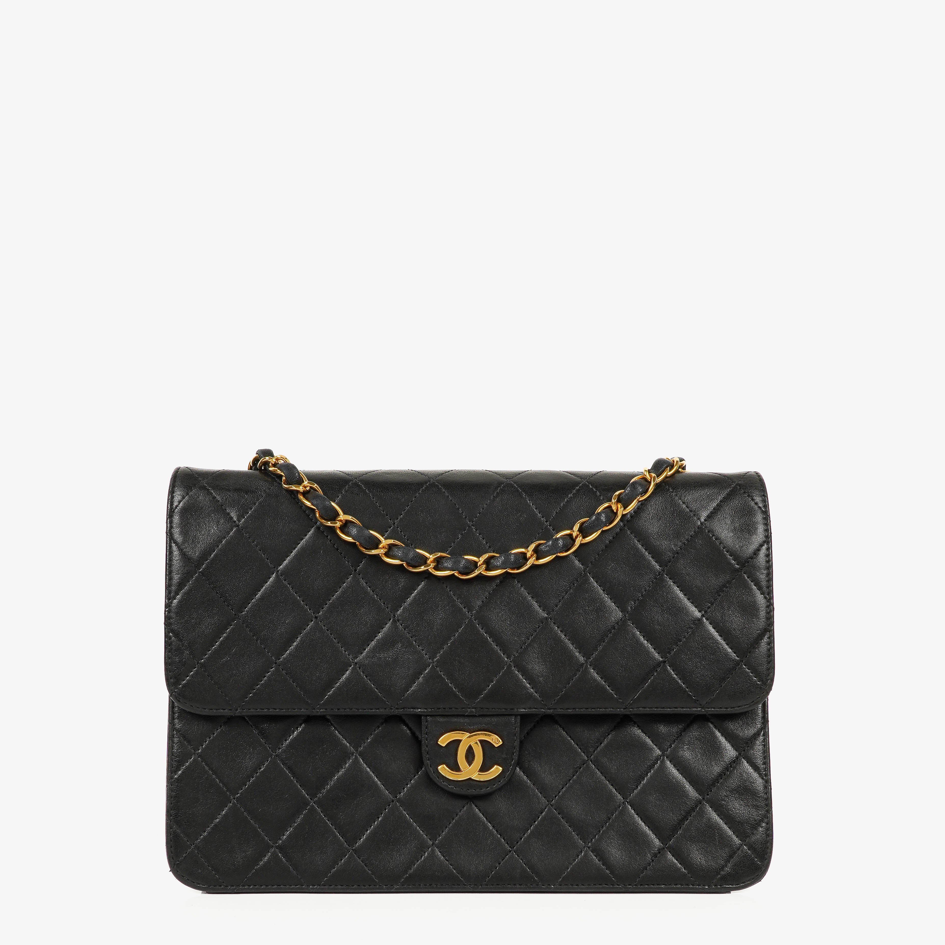 Chanel Medium Classic Single Flap Bag Black Quilted Lambskin With 24K Gold-Plated Hardware