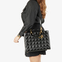 Christian Dior Large Lady Dior Black Cannage Quilted Patent Leather Bag