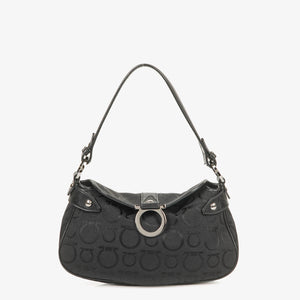 Salvatore Ferragamo Gancini Black Canvas Bag