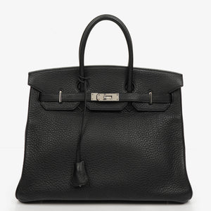 Hermès Birkin 35 In Black Fjord With Palladium Hardware
