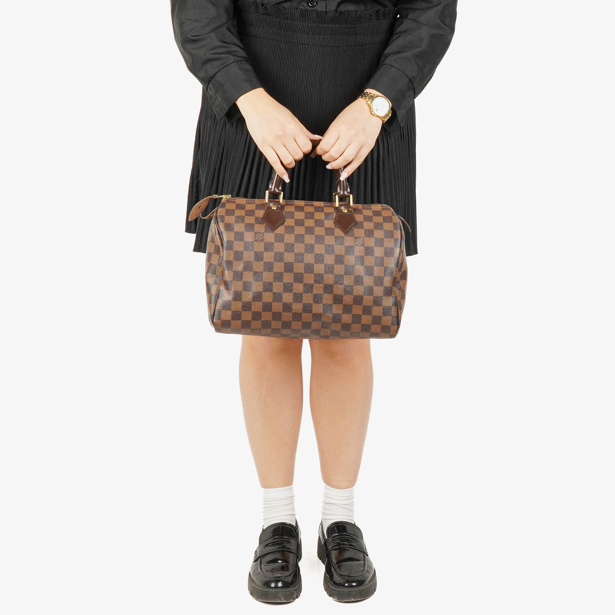 Louis Vuitton Speedy 30 Damier Ebene Coated Canvas Handbag