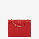 Chanel CC Logo Red Leather Full Flap Shoulder Bag