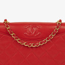 Chanel CC Logo Red Leather Full Flap Shoulder Bag