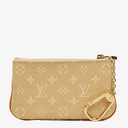 Louis Vuitton Pochette Cles Key and Change Holder Beige Monogram Mini Lin