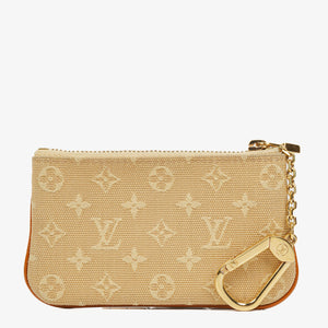 Louis Vuitton Pochette Cles Key and Change Holder Beige Monogram Mini Lin