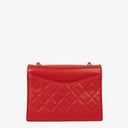 Chanel CC Logo Red Leather Full Flap Shoulder Bag