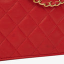 Chanel CC Logo Red Leather Full Flap Shoulder Bag