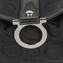 Salvatore Ferragamo Gancini Black Canvas Bag