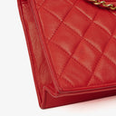 Chanel CC Logo Red Leather Full Flap Shoulder Bag