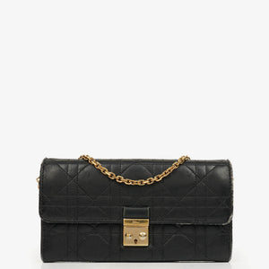 Christian Dior Cannage Black Quilted Leather Continental Wallet