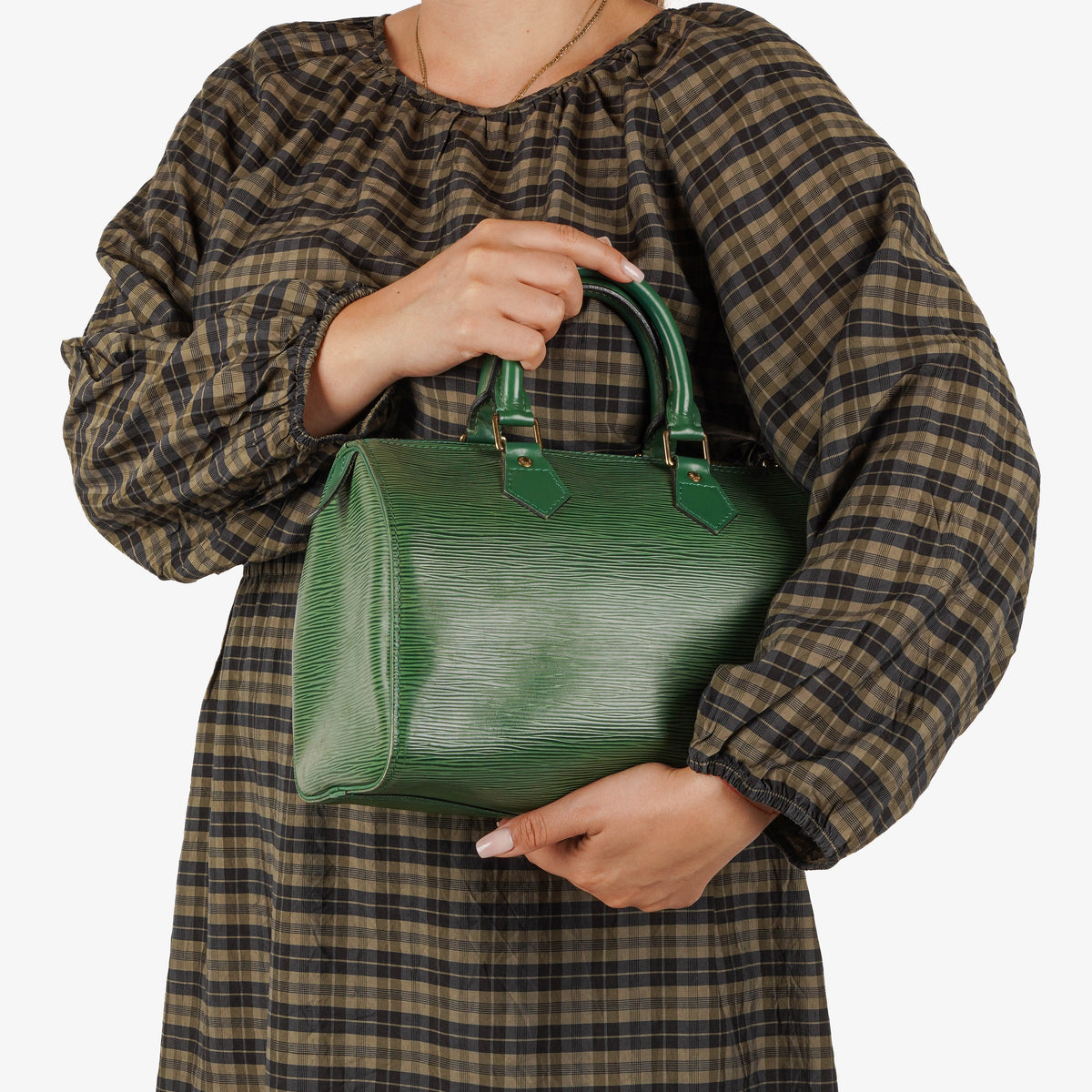 Louis Vuitton Speedy 25 Green EPI Leather Handbag