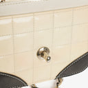 Chanel Vintage Chocolate Bar Square Single Flap Beige Quilted Leather/Patent Leather Chain Shoulder Bag