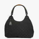 Gucci Brown GG Monogram Canvas Wooden Handle Hobo Bag