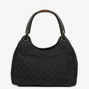 Gucci Brown GG Monogram Canvas Wooden Handle Hobo Bag