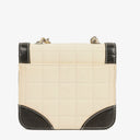 Chanel Vintage Chocolate Bar Square Single Flap Beige Quilted Leather/Patent Leather Chain Shoulder Bag