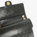 Chanel Vintage Medium Timeless Classic Double Flap Bag Black Quilted Lambskin 24K Gold-Plated Hardware And Mademoiselle Chain