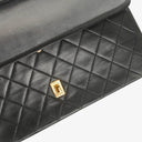 Chanel Vintage Medium Timeless Classic Double Flap Bag Black Quilted Lambskin 24K Gold-Plated Hardware And Mademoiselle Chain