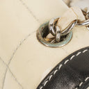 Chanel Vintage Chocolate Bar Square Single Flap Beige Quilted Leather/Patent Leather Chain Shoulder Bag