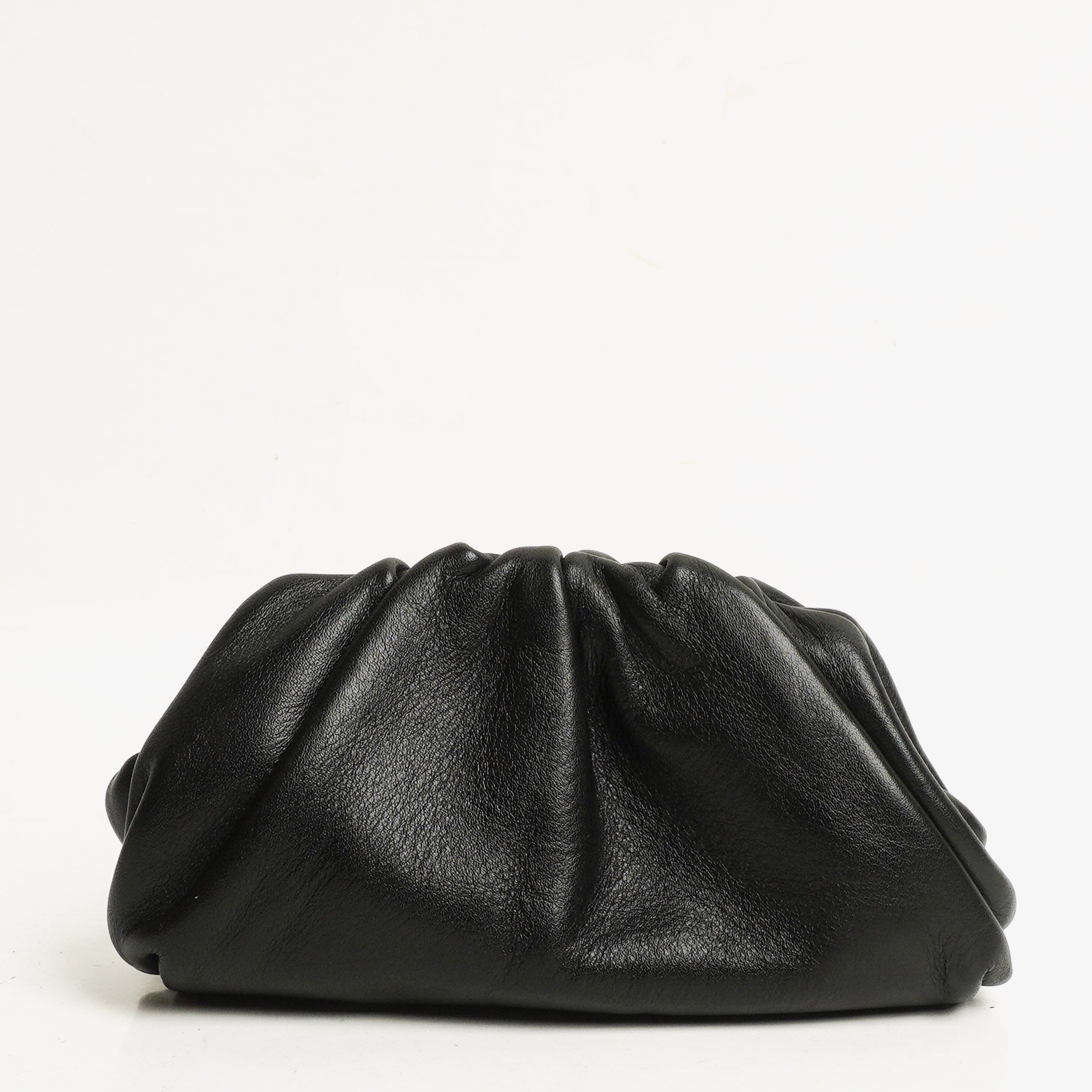Bottega Veneta Nano Pouch With Strap In Black Calfskin