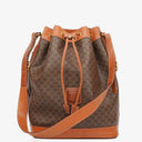 Celine Vintage Macadam Brown Drawstring Bucket Bag