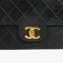 Chanel Vintage Medium Timeless Classic Double Flap Bag Black Quilted Lambskin 24K Gold-Plated Hardware And Mademoiselle Chain