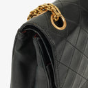Chanel Vintage Medium Timeless Classic Double Flap Bag Black Quilted Lambskin 24K Gold-Plated Hardware And Mademoiselle Chain