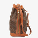 Celine Vintage Macadam Brown Drawstring Bucket Bag