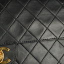 Chanel Vintage Medium Timeless Classic Double Flap Bag Black Quilted Lambskin 24K Gold-Plated Hardware And Mademoiselle Chain