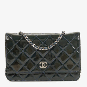Chanel Quilted Patent Leather Wallet On Chain WOC