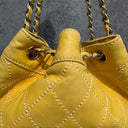Chanel Yellow Lambskin Bucket Bag With Contrast Stitching And Drawstring, 2005-2006