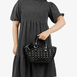 Balenciaga Black Braided Varnished XS Bistro Basket Bag