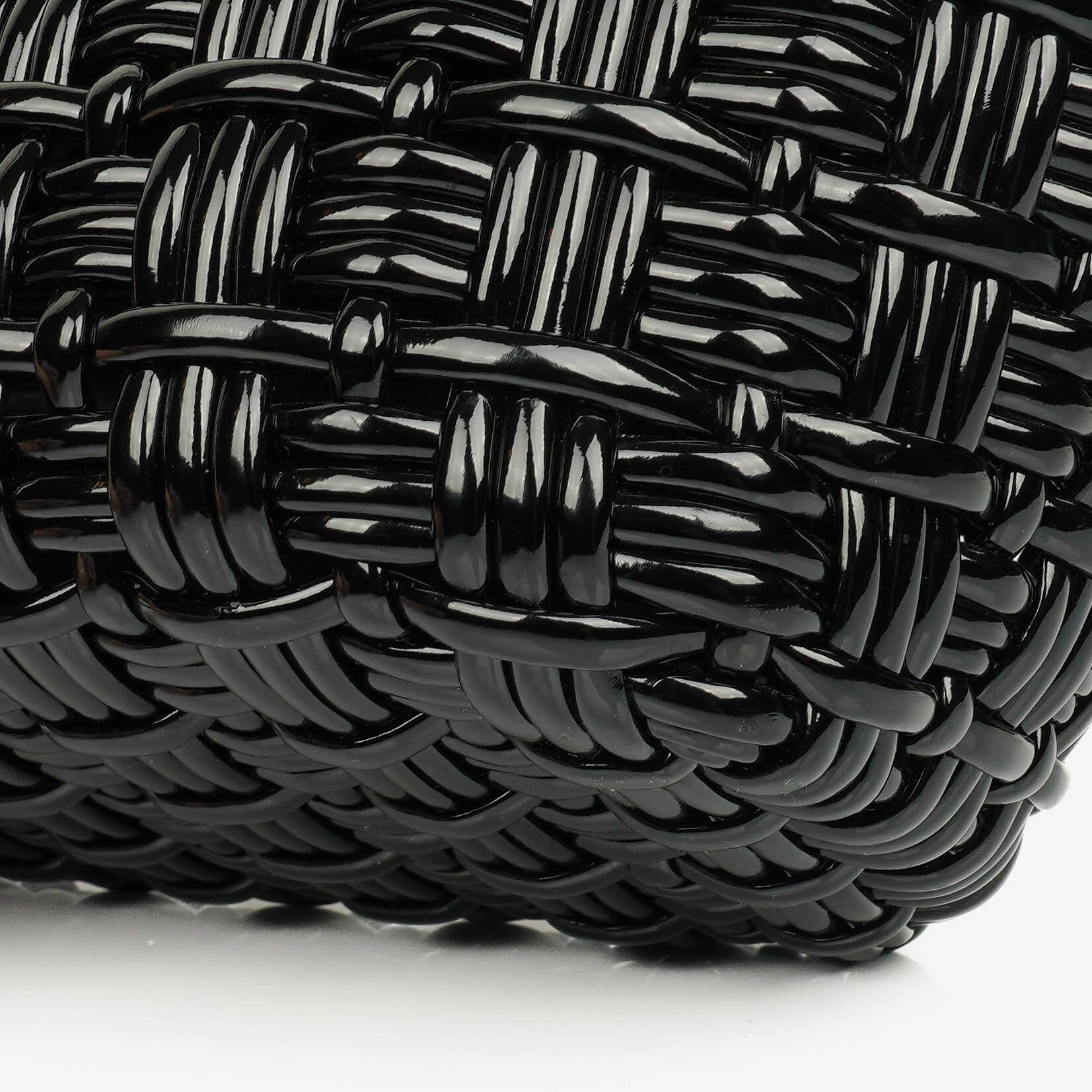 Balenciaga Black Braided Varnished XS Bistro Basket Bag