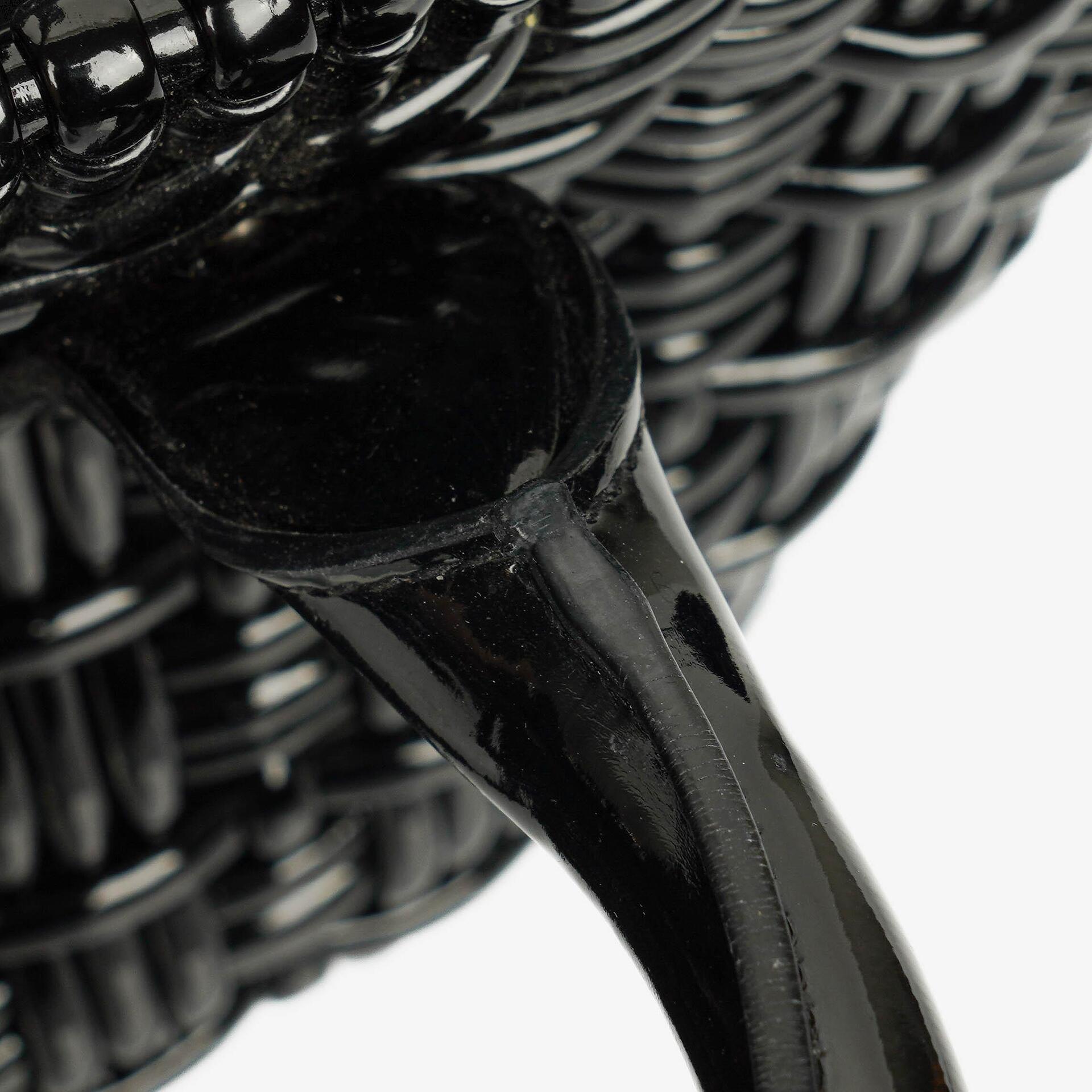 Balenciaga Black Braided Varnished XS Bistro Basket Bag