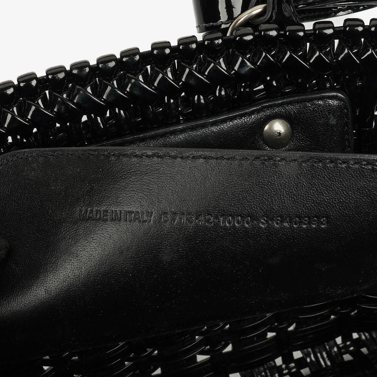 Balenciaga Black Braided Varnished XS Bistro Basket Bag