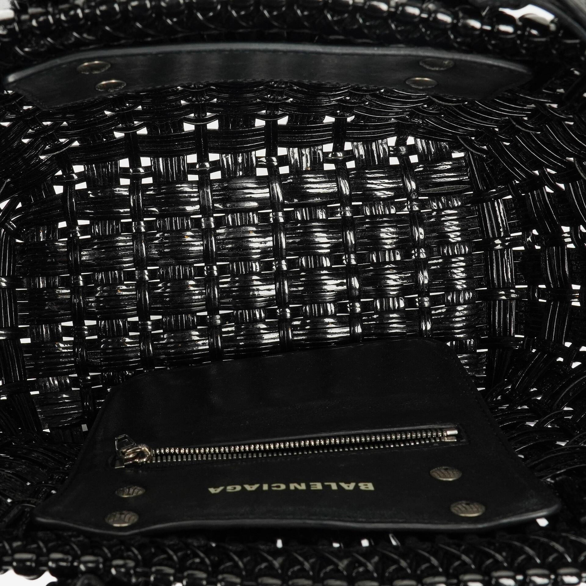 Balenciaga Black Braided Varnished XS Bistro Basket Bag