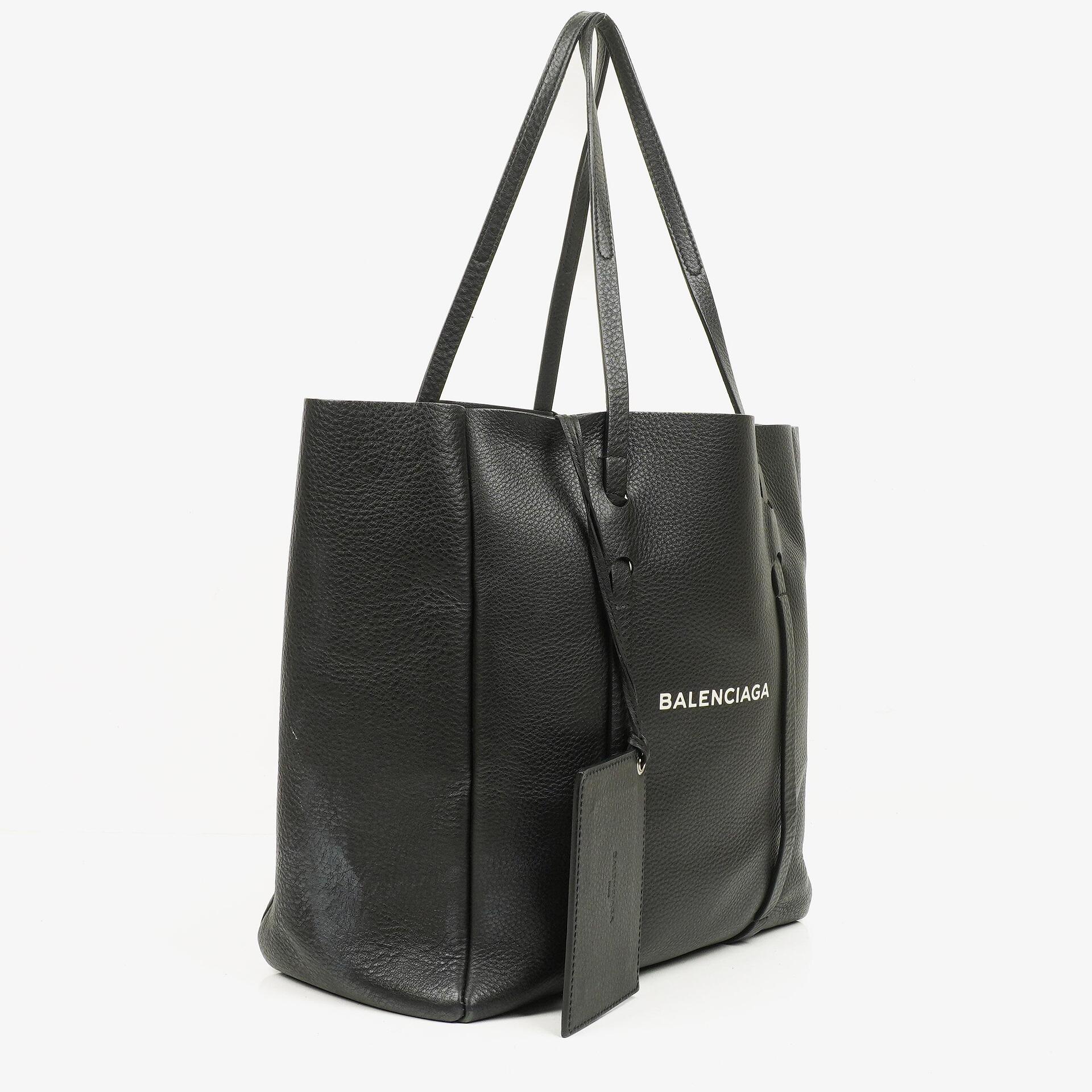 Balenciaga Black Pebbled Calfskin Medium Everyday Tote Bag
