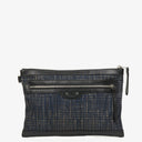 Balenciaga Classic Hardware Leather and Nylon Clip Clutch