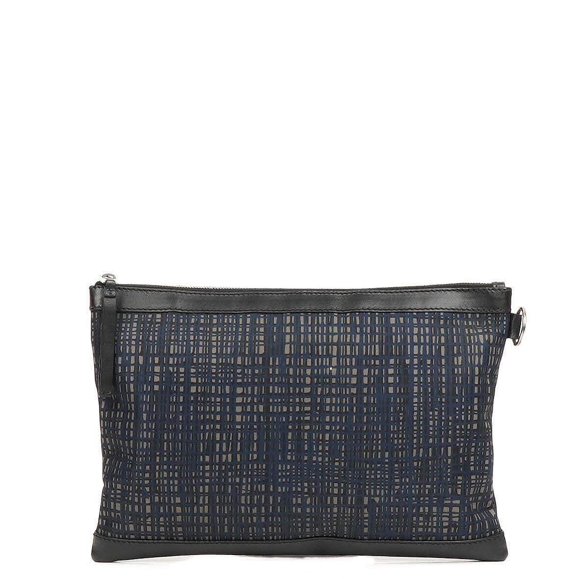 Balenciaga Classic Hardware Leather and Nylon Clip Clutch