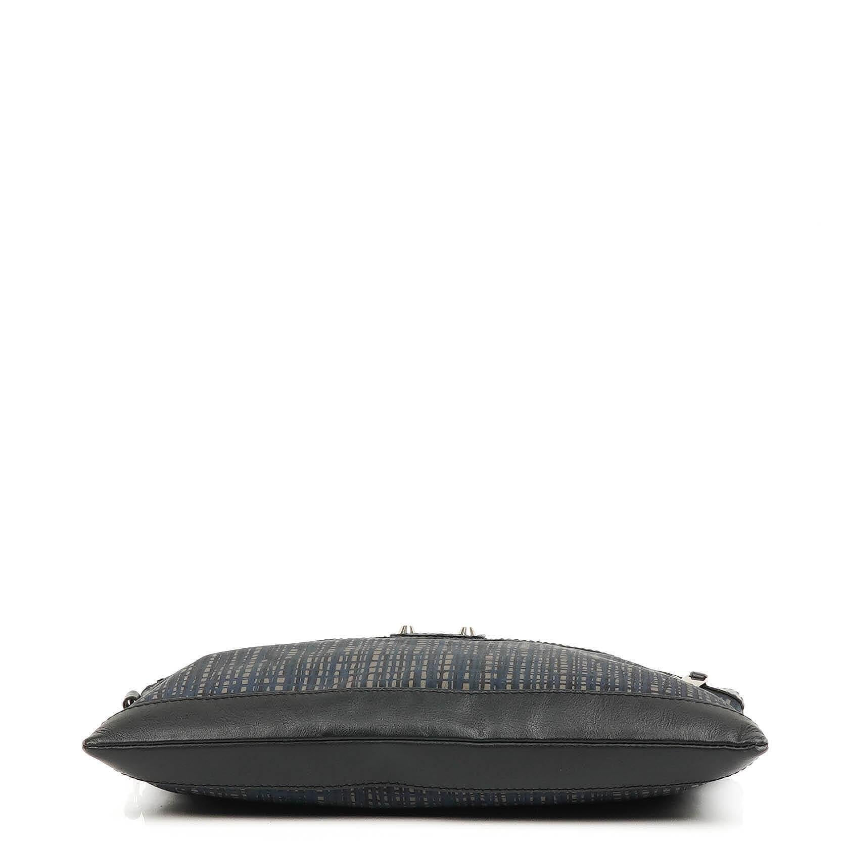 Balenciaga Classic Hardware Leather and Nylon Clip Clutch