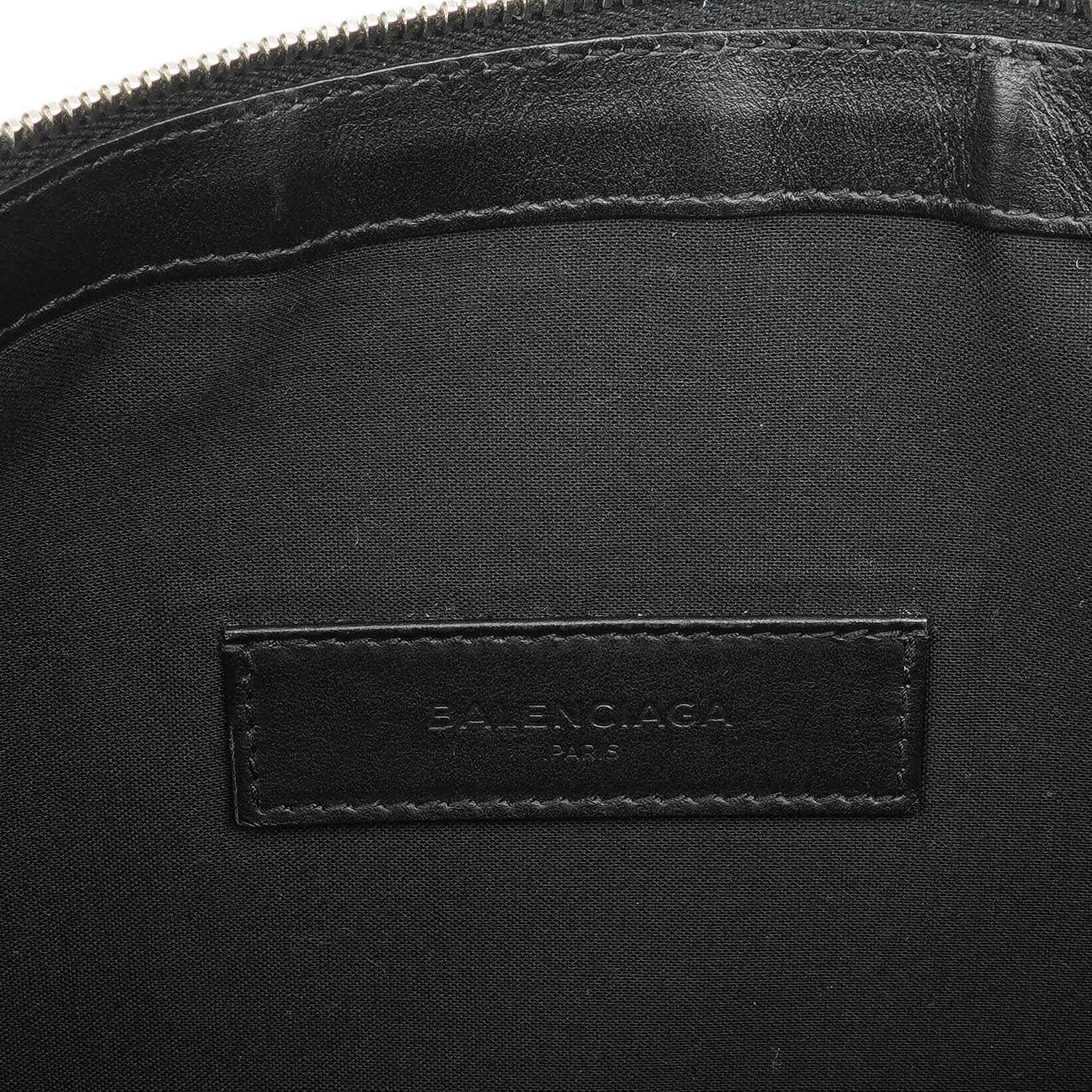 Balenciaga Classic Hardware Leather and Nylon Clip Clutch