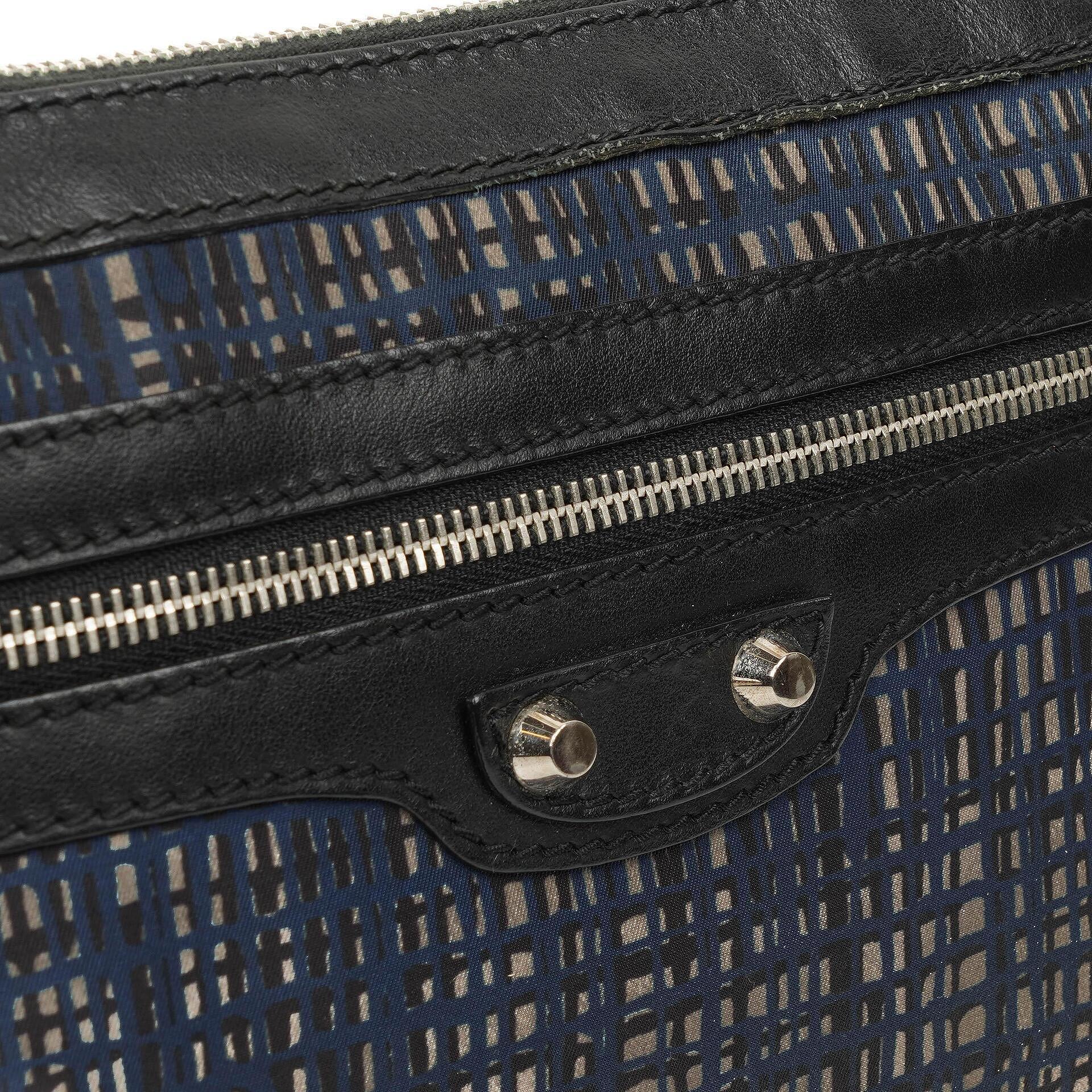 Balenciaga Classic Hardware Leather and Nylon Clip Clutch