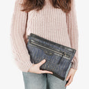 Balenciaga Classic Hardware Leather and Nylon Clip Clutch