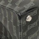 Balenciaga Coated Canvas BB Monogram Hardware Black White Tote Bag
